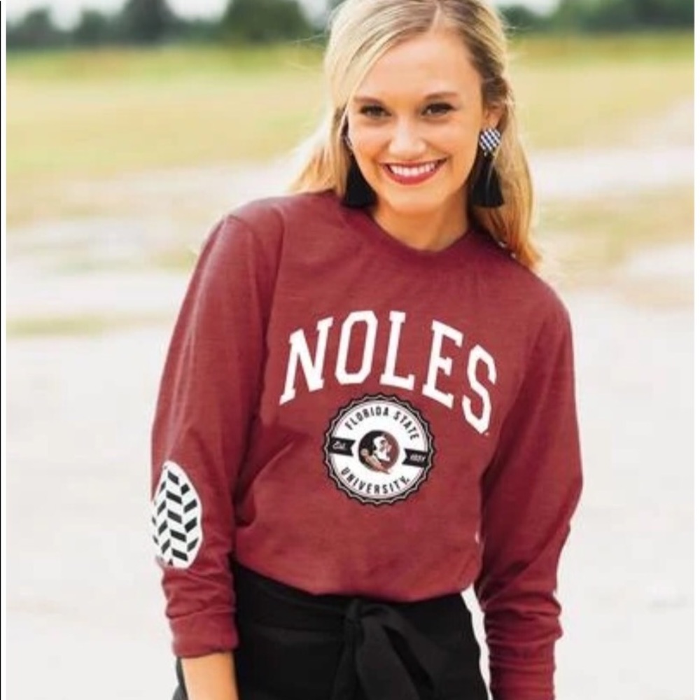 Florida state Seminoles FSU elbow patch tee-garnet